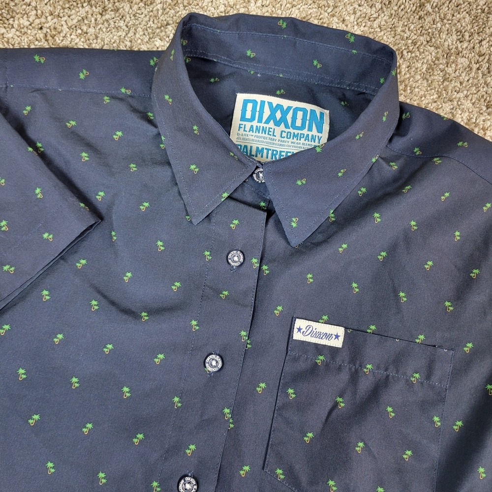 Dixxon Flannel Company Palm Tree Head Womens Medium Black AOP Floral Button Down